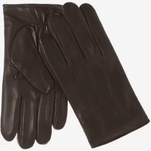 Giovanni Brown Lambskin Gloves with Cashmere