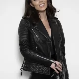 Womens Quilted Black Biker Leather Jacket