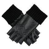 Fingerless Quilted Chevron Leather Gloves