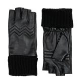 Fingerless Quilted Chevron Leather Gloves
