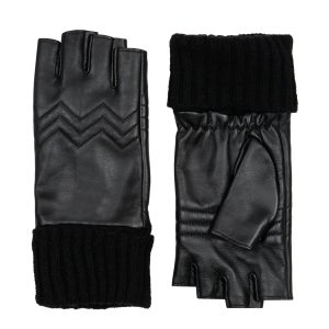 Fingerless Quilted Chevron Leather Gloves